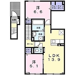 ドリームこがね 2LDKの間取図画像