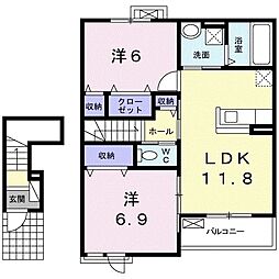 エヴァーグリーン納富分2 2LDKの間取図画像