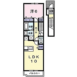 ノース・フィールドB 1LDKの間取図画像