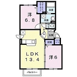 フォルトゥーナ 2LDKの間取図画像