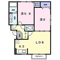 コウジィーコート 2LDKの間取図画像