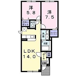 メゾンドソレイユ 2LDKの間取図画像