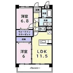 ワイズシャングリーラ 2LDKの間取図画像