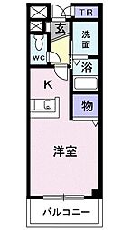 ホワイトウッド 1Kの間取図画像