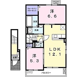 エールデヴュ2 2LDKの間取図画像