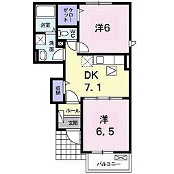 フラン　ボワーズ 1階2DKの間取り