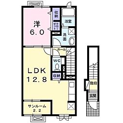 ネアタウンＣ 2階1LDKの間取り