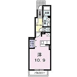 フェスターレ 1階ワンルームの間取り