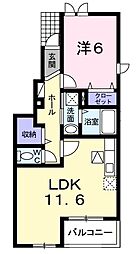 トレスメーラＦ 1階1LDKの間取り