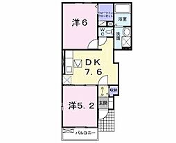 カーサ・カルム　Ｂ 1階2DKの間取り