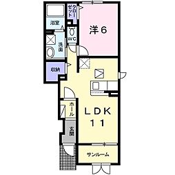 ゴールドルチルK 1LDKの間取図画像