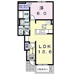 カーサフェリーチェA 1LDKの間取図画像