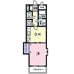 アラモードアビタシオン 1DKの間取図画像