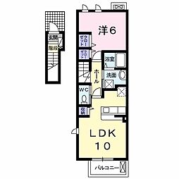 エミネント　Ｆｕｊｉ　Ａ 2階1LDKの間取り