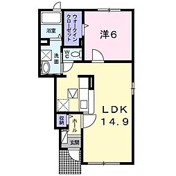 サンブライト 1LDKの間取図画像
