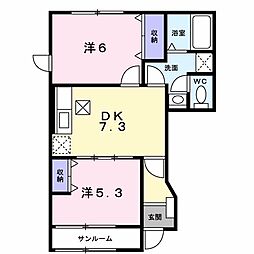 ジャン・ラフィネA 2DKの間取図画像
