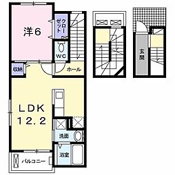 ブラウニー・静徳 1LDKの間取図画像