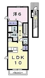 グリーンヴィラージュイワサワA 1LDKの間取図画像