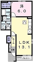 ウィステリア 1LDKの間取図画像