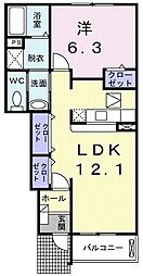 トータルインC 1LDKの間取図画像