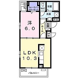 クリスタルメゾンしらかば 1LDKの間取図画像