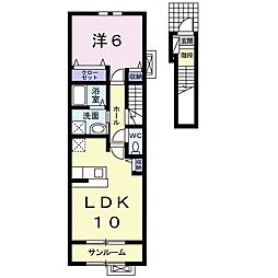 カーサSH2 1LDKの間取図画像