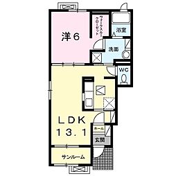 スカイパレスA 1LDKの間取図画像