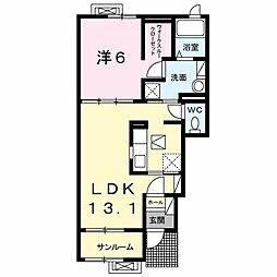 スカイパレスA 1LDKの間取図画像