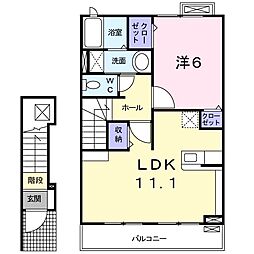 ミッテ・ソレイユ2 1LDKの間取図画像