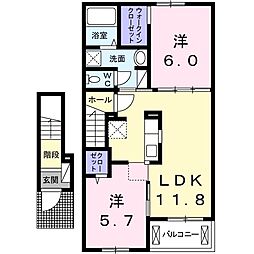 ラルーチェ2 2LDKの間取図画像