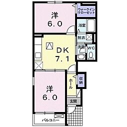 グレイシャス高尾C 2DKの間取図画像