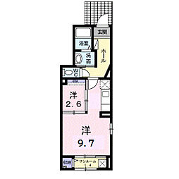 Ｍ’ｓ　ユーカリ 1階ワンルームの間取り