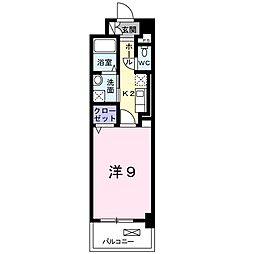 ラフィネロジュマン 1Kの間取図画像