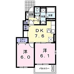 ル・ボン 2DKの間取図画像