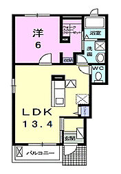 リジエール・フォレI 1階1LDKの間取り