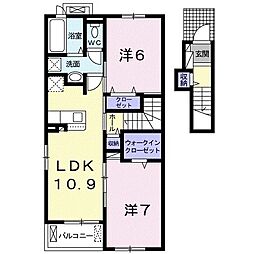 サニーハイツすみれA 2LDKの間取図画像