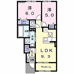ハウスラフランスB 2LDKの間取図画像