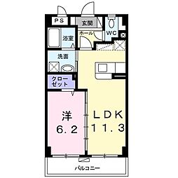 カーサ・ブルーノ 1LDKの間取図画像