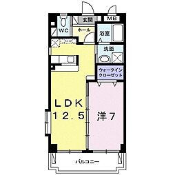 カルムヴィラゆき 1LDKの間取図画像
