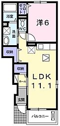 キートス2 1LDKの間取図画像
