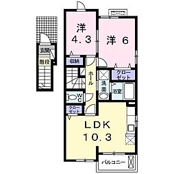 パッシィオーネR 2LDKの間取図画像