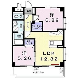 モダン・ライブ 2LDKの間取図画像