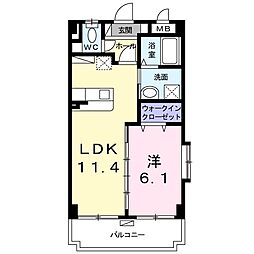 ライムハウス 1LDKの間取図画像