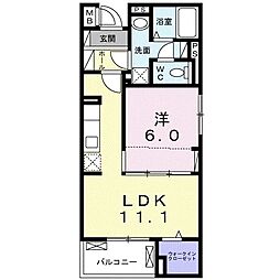 グレイスハイム 1LDKの間取図画像