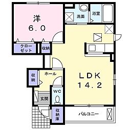 アジュール2 1LDKの間取図画像