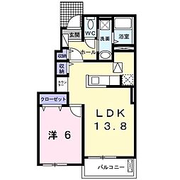 サンヴェール大芝A 1LDKの間取図画像