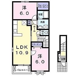 フレッシュリ− 2階2LDKの間取り
