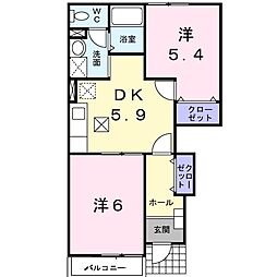 ベル・アンジュ 2DKの間取図画像