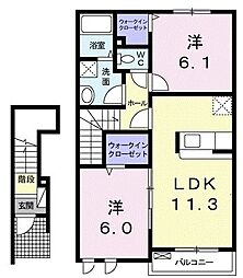 セントラルビレッジ・宮代 2階2LDKの間取り