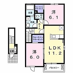 グラン・フルール 2LDKの間取図画像